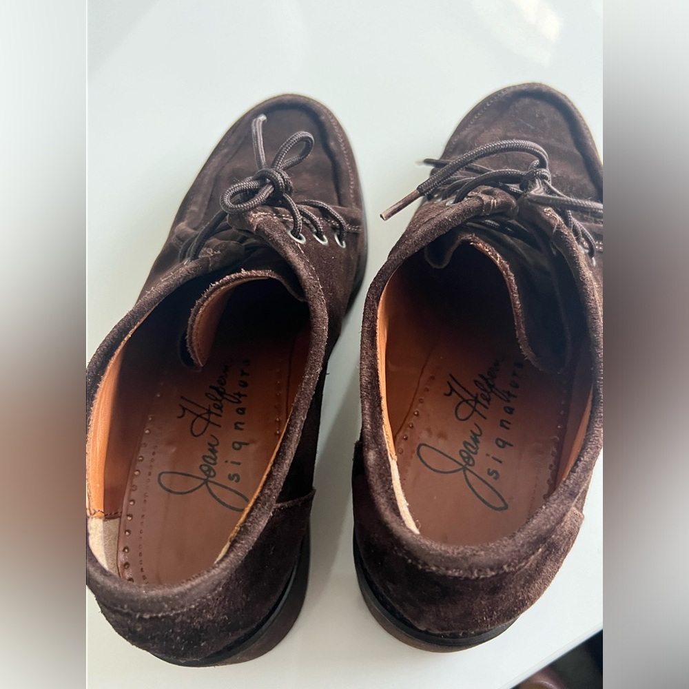RARE VINTAGE Joan Helpern Brown Suede Laced Loafers Derbys 90s Y2K Joan & David - Picture 8 of 11